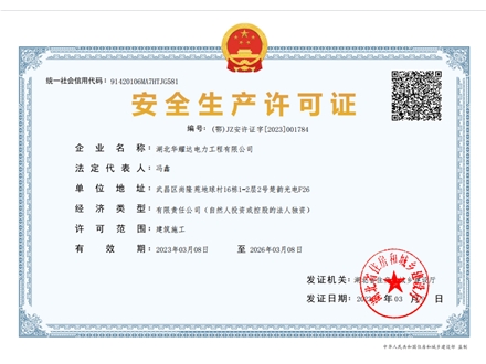 PA尊龙凯时电力工程安全生产许可证